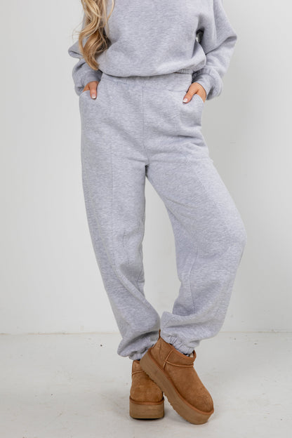 Let's Stay In Heather Grey Jogger Sweatpants - DOORBUSTER
