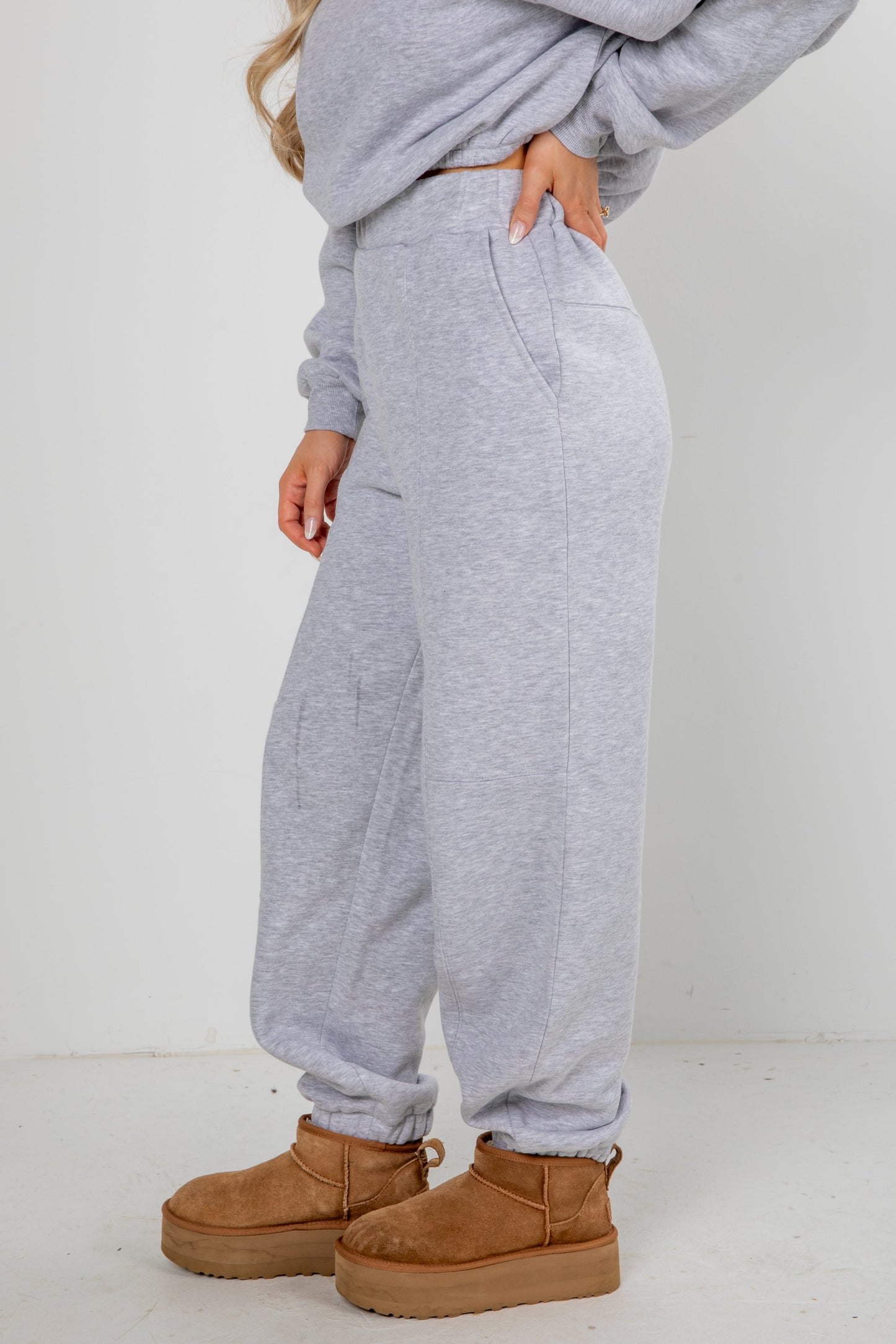 Let's Stay In Heather Grey Jogger Sweatpants - DOORBUSTER