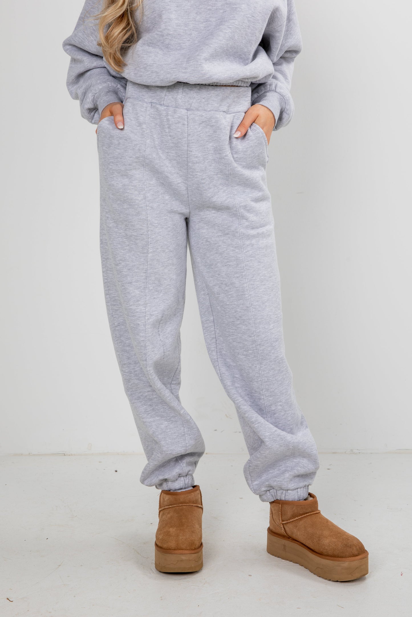 Let's Stay In Heather Grey Jogger Sweatpants - DOORBUSTER