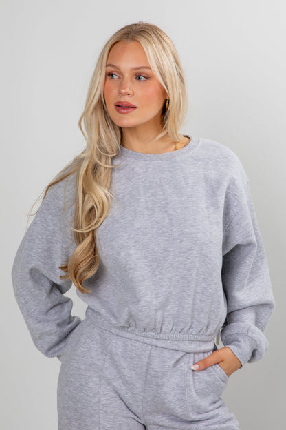 Let's Stay In Heather Grey Sweatshirt - DOORBUSTER