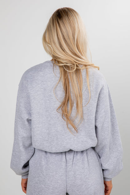 Let's Stay In Heather Grey Sweatshirt - DOORBUSTER