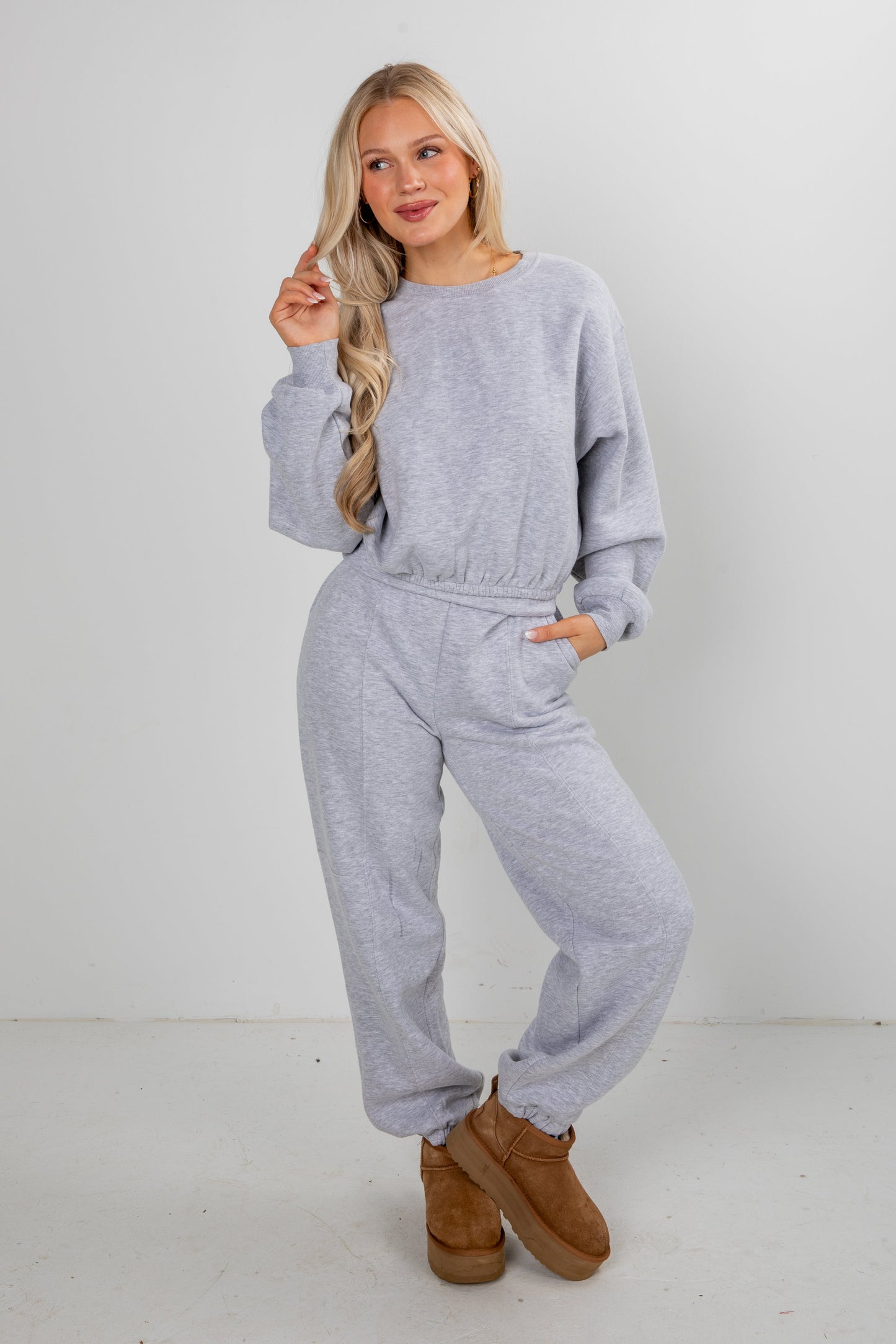 Let's Stay In Heather Grey Jogger Sweatpants - DOORBUSTER