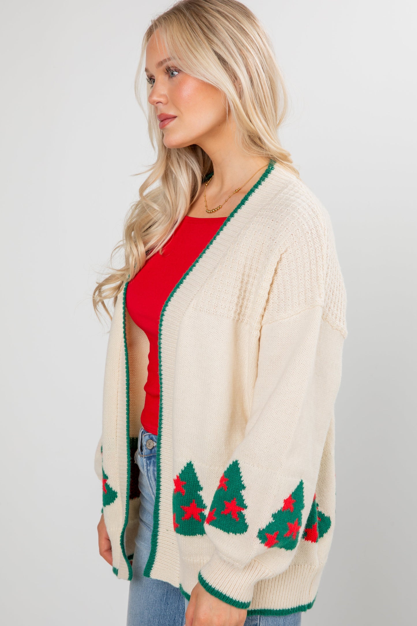 Christmas Tree Farm Ivory Sweater Cardigan - DOORBUSTER