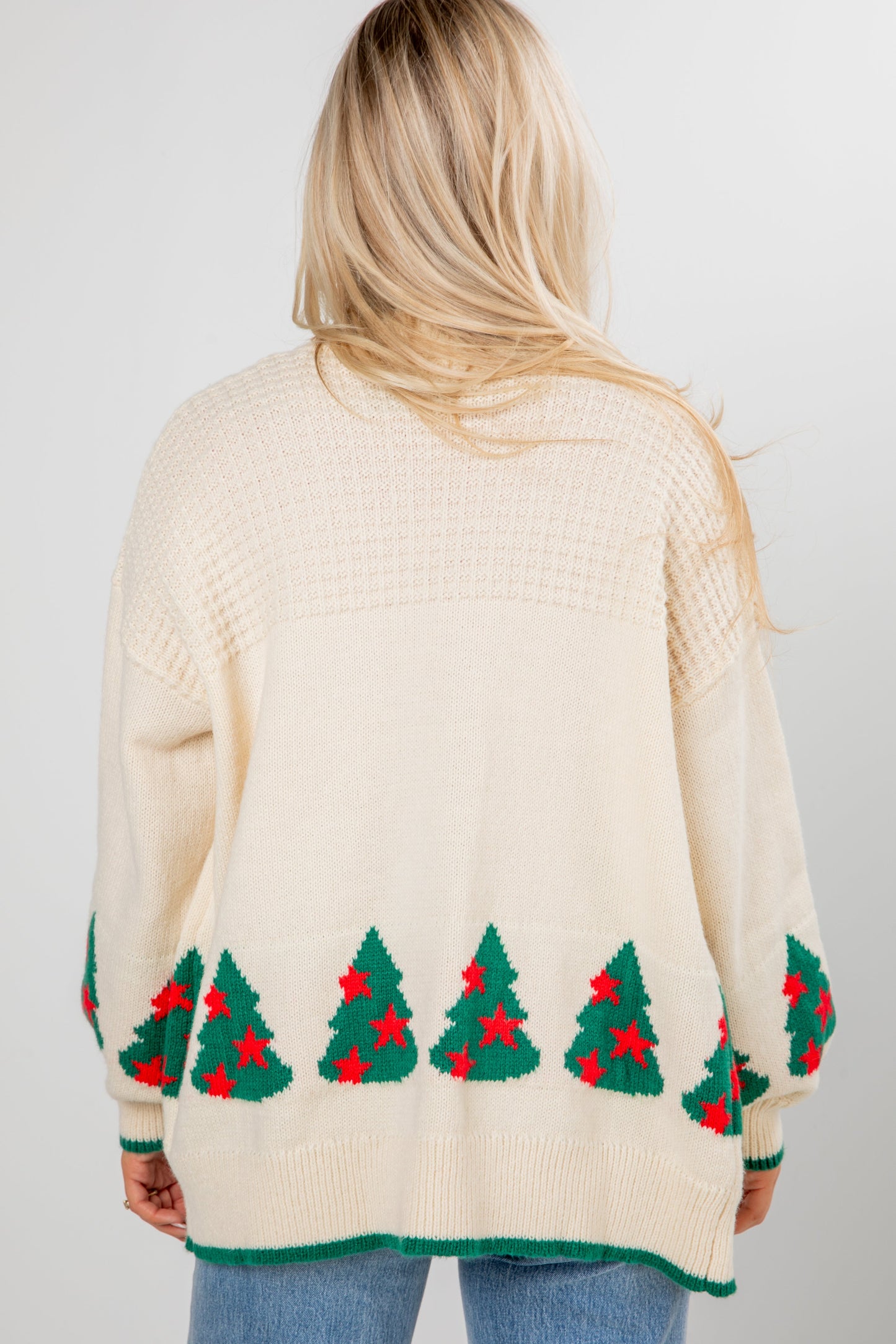 Christmas Tree Farm Ivory Sweater Cardigan - DOORBUSTER