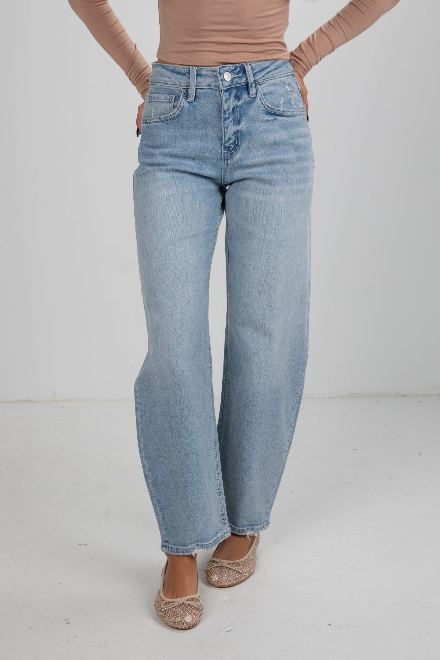 Haven Light Wash High-Rise Barrel Jeans