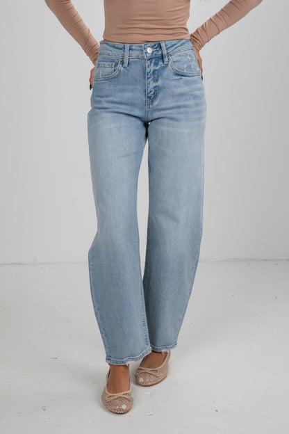 Haven Light Wash High-Rise Barrel Jeans