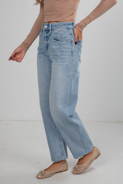 Haven Light Wash High-Rise Barrel Jeans