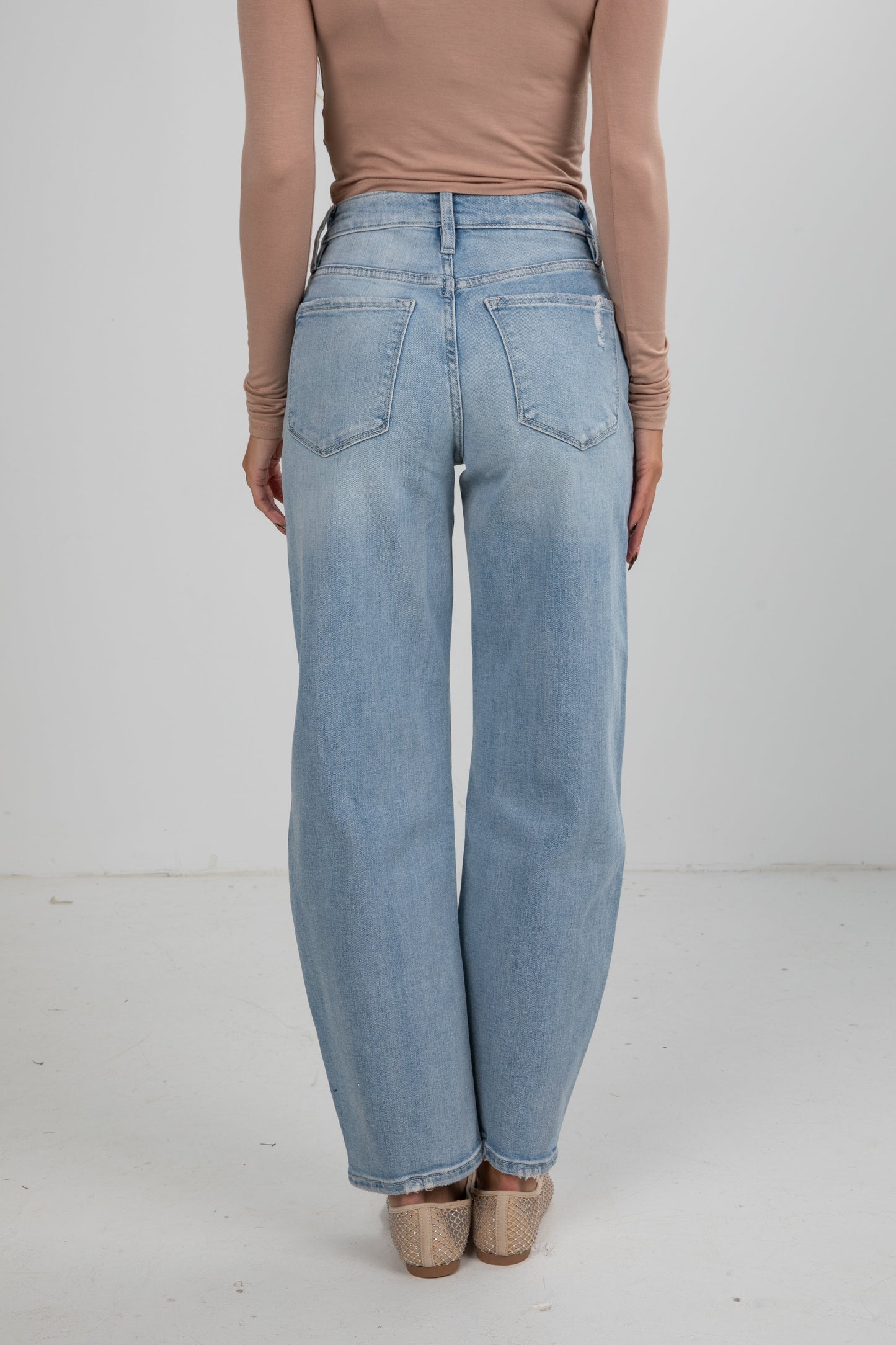 Haven Light Wash High-Rise Barrel Jeans