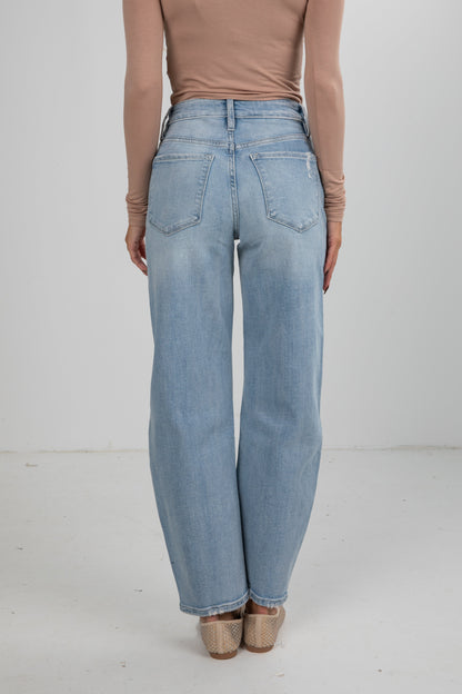Haven Light Wash High-Rise Barrel Jeans
