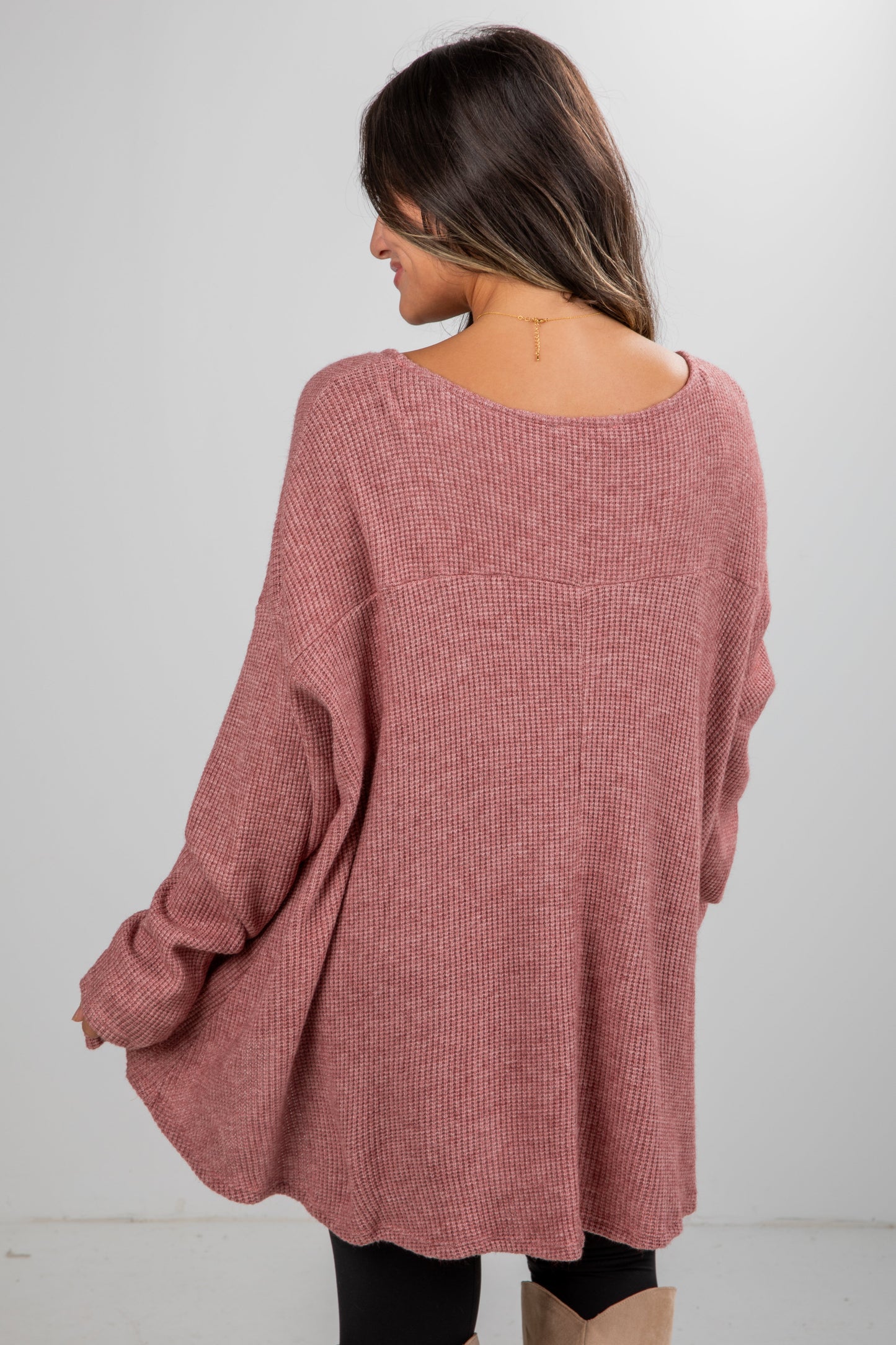 Fireside Flirt Waffle Knit Top - DU DEAL