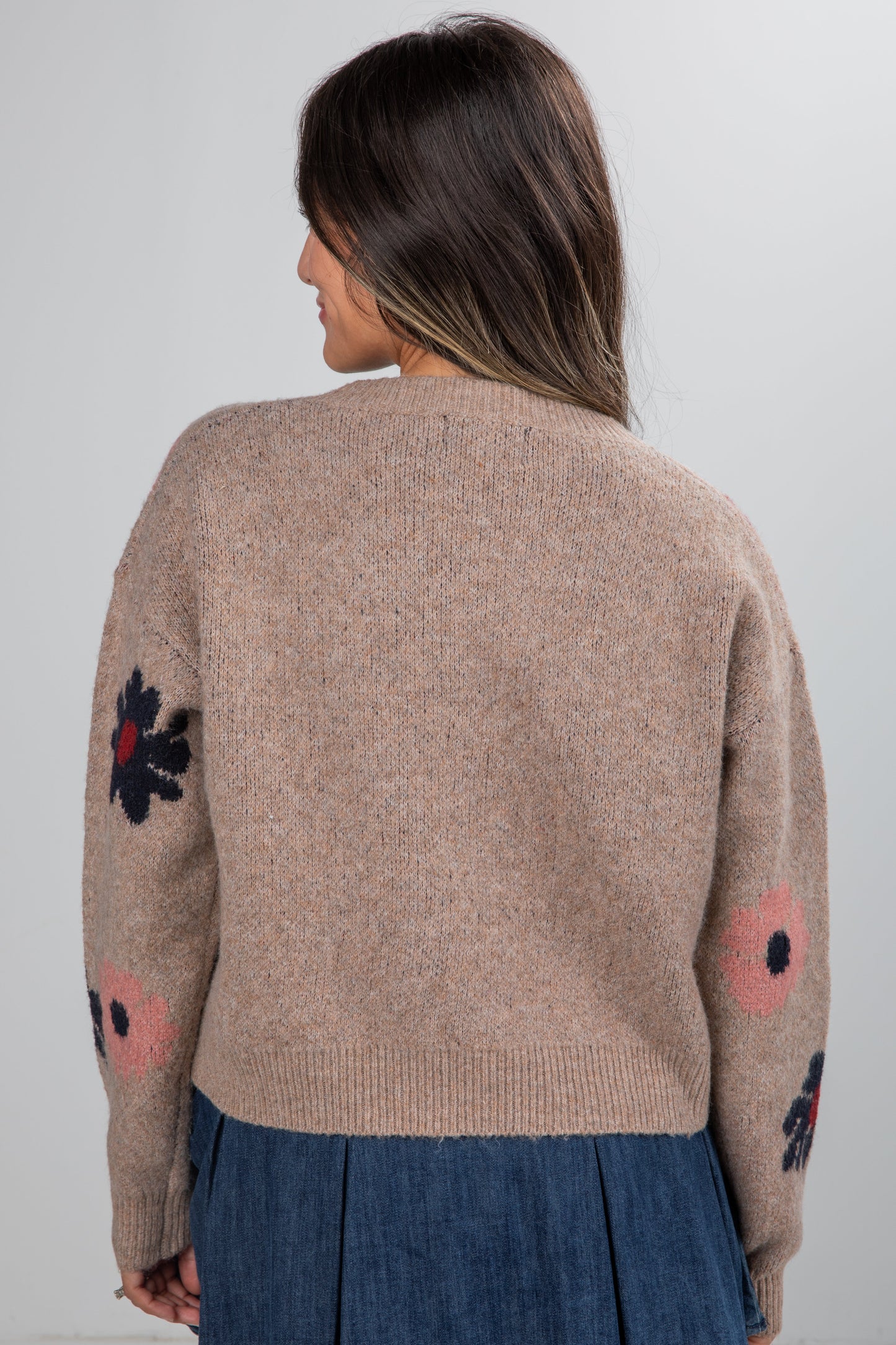 Amazing Memories Mocha Floral Sweater Cardigan