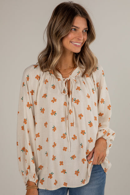 Living The Dream Natural Floral Blouse