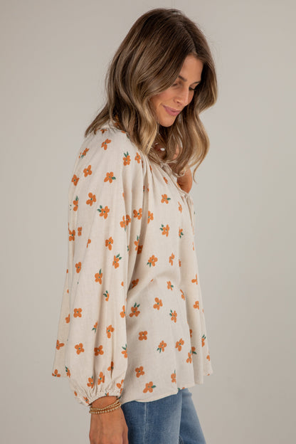 Living The Dream Natural Floral Blouse