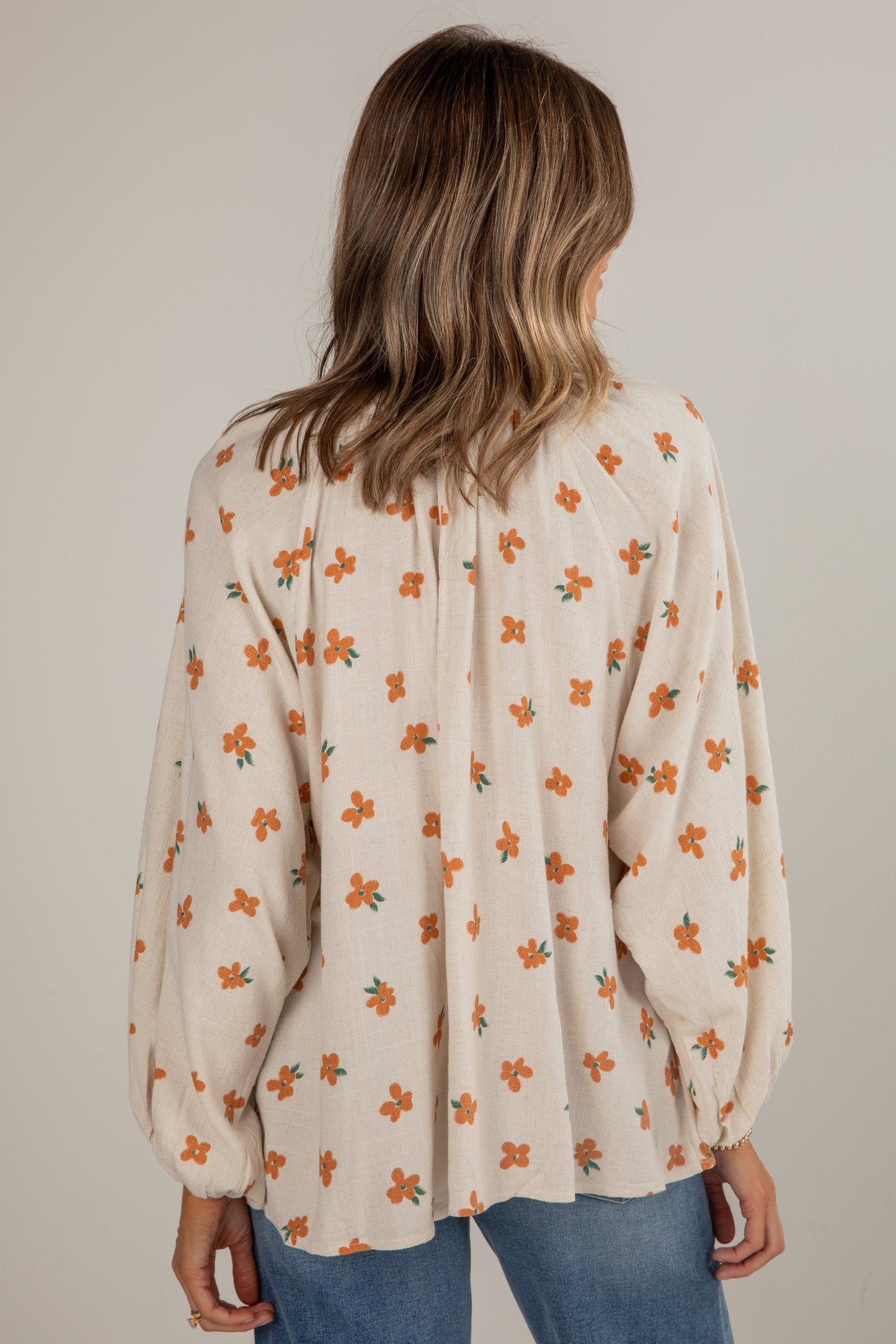 Living The Dream Natural Floral Blouse
