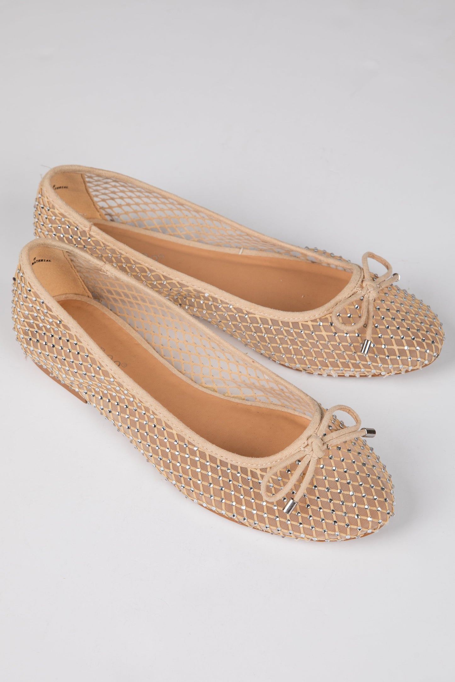 Had To Be There Nude Mesh Rhinestone Ballet Flats