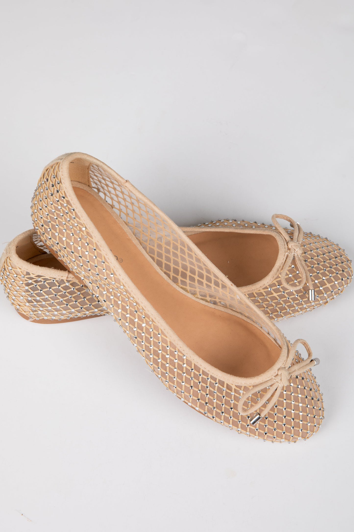 Had To Be There Nude Mesh Rhinestone Ballet Flats