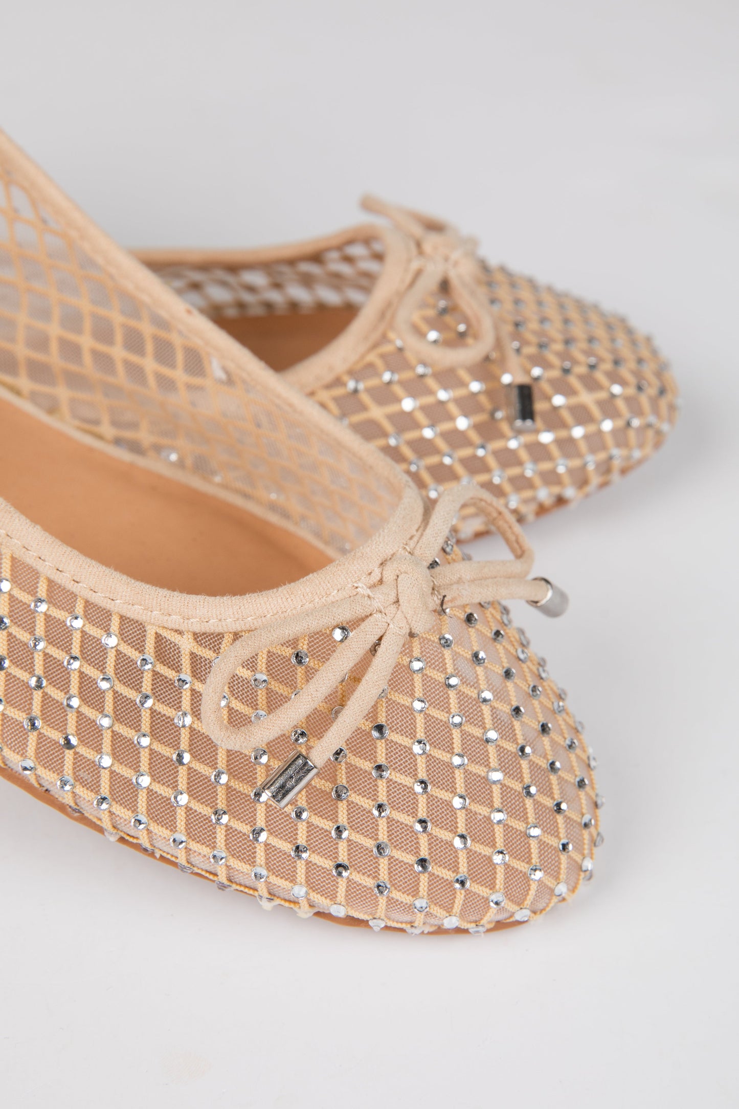Had To Be There Nude Mesh Rhinestone Ballet Flats