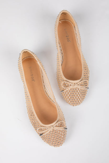 Had To Be There Nude Mesh Rhinestone Ballet Flats