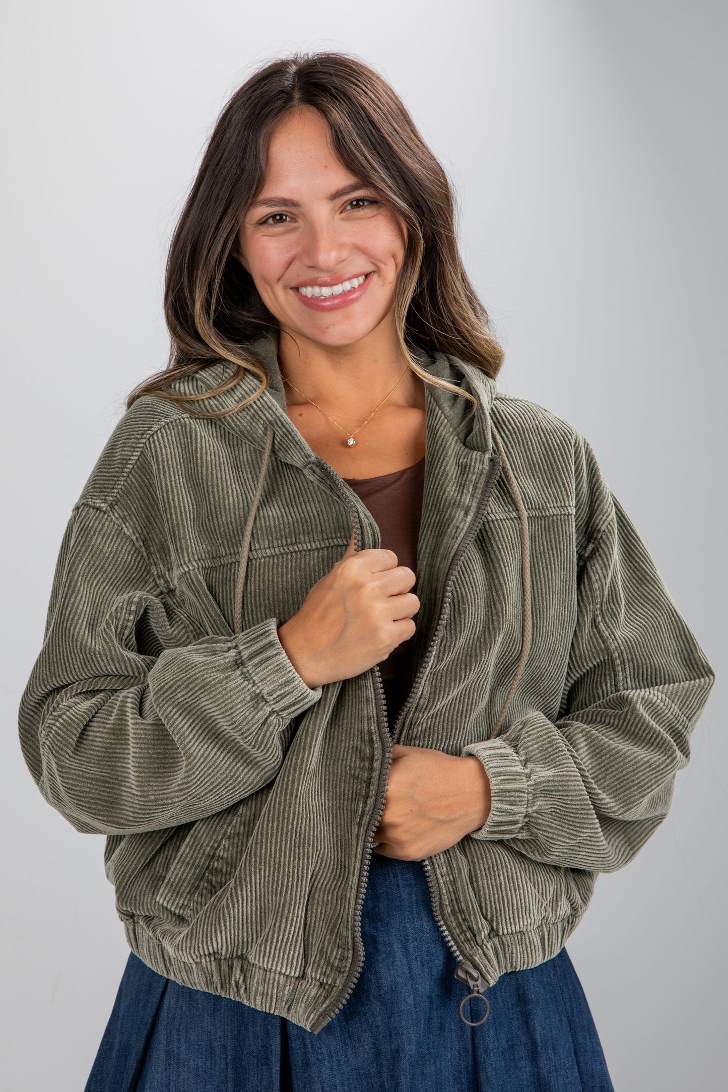 Ready For Anything Olive Corduroy Hooded Jacket - DU DEAL