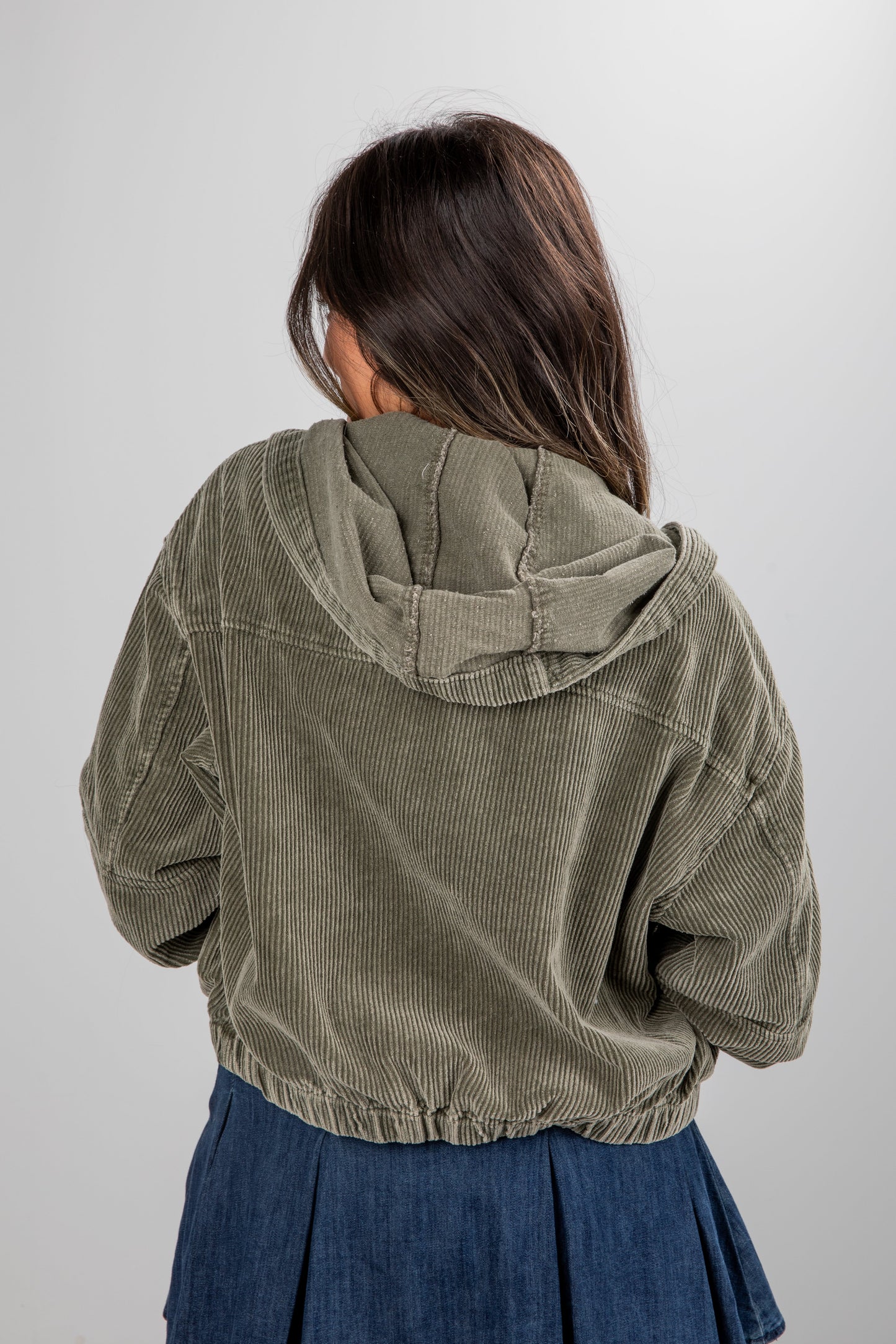 Ready For Anything Olive Corduroy Hooded Jacket - DU DEAL