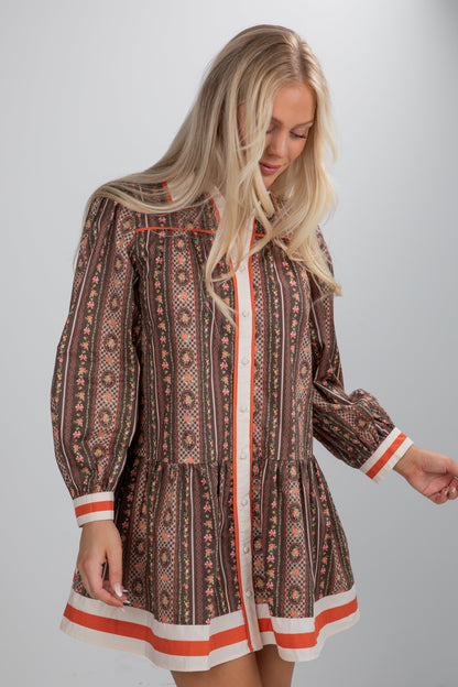 Festive Flair Olive Floral Mini Dress