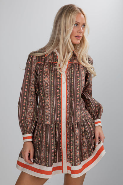 Festive Flair Olive Floral Mini Dress