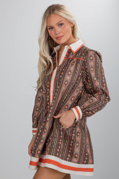 Festive Flair Olive Floral Mini Dress