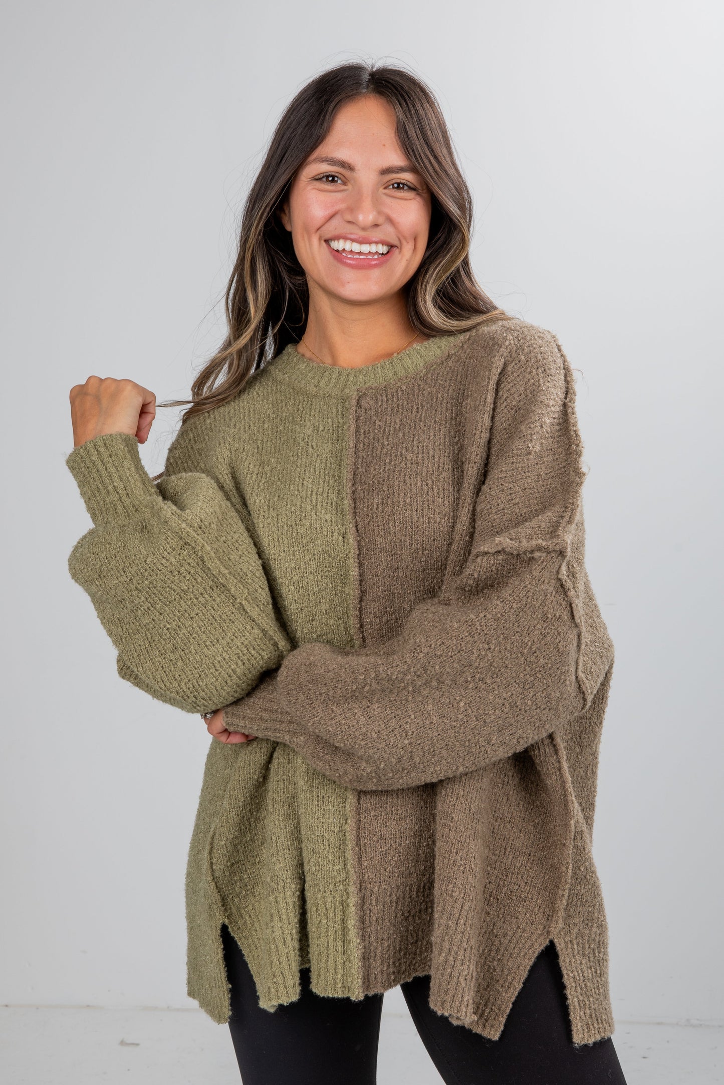 Convincingly Cozy Olive Oversized Sweater