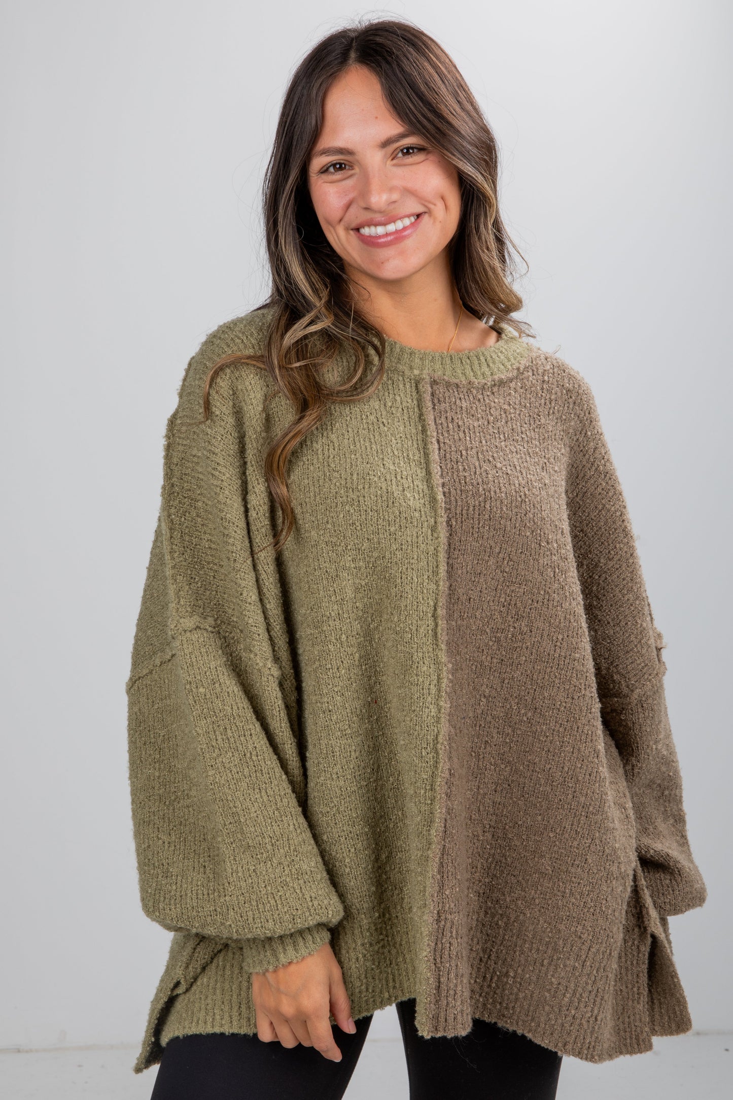 Convincingly Cozy Olive Oversized Sweater