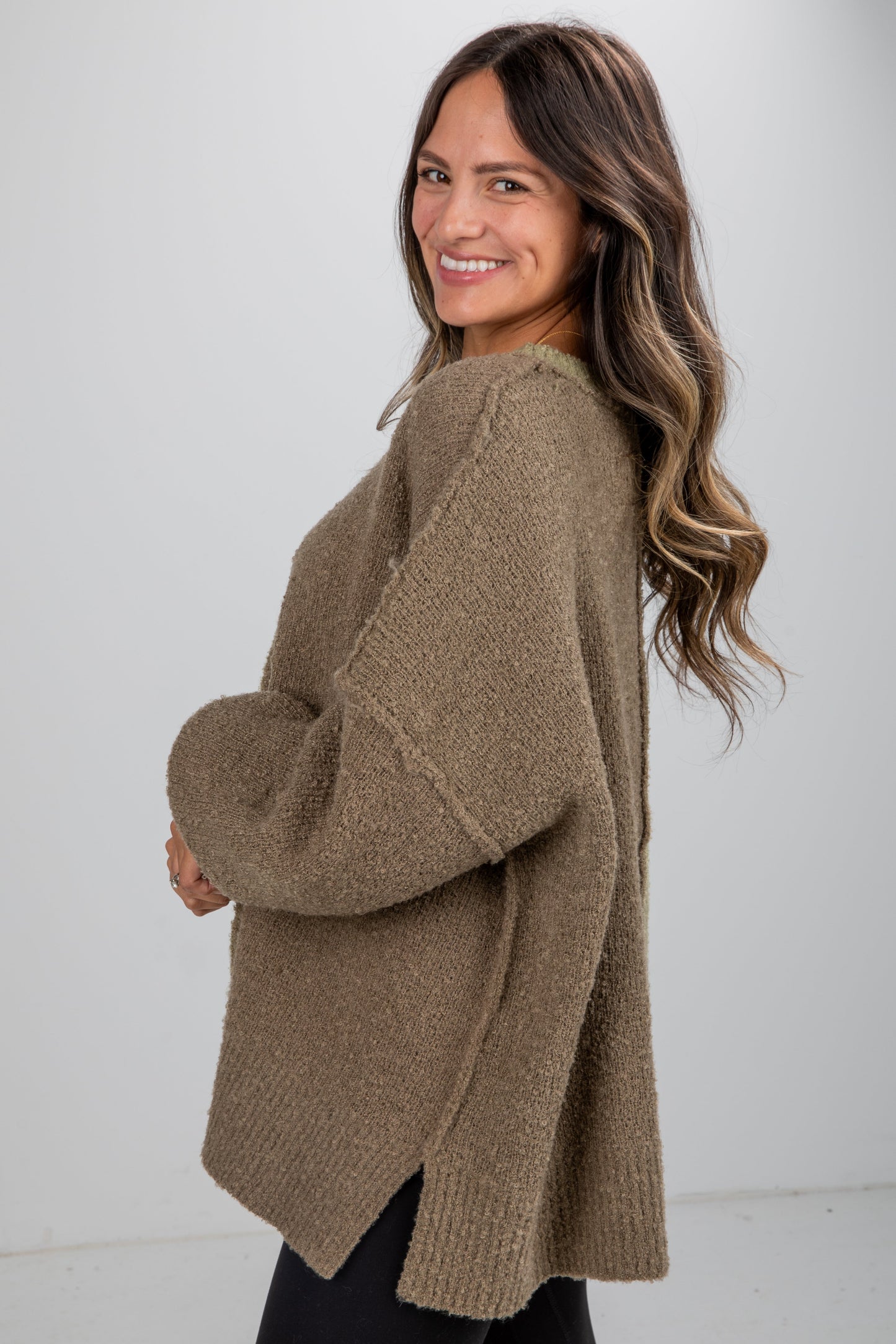Convincingly Cozy Olive Oversized Sweater