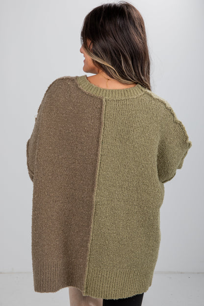 Convincingly Cozy Olive Oversized Sweater