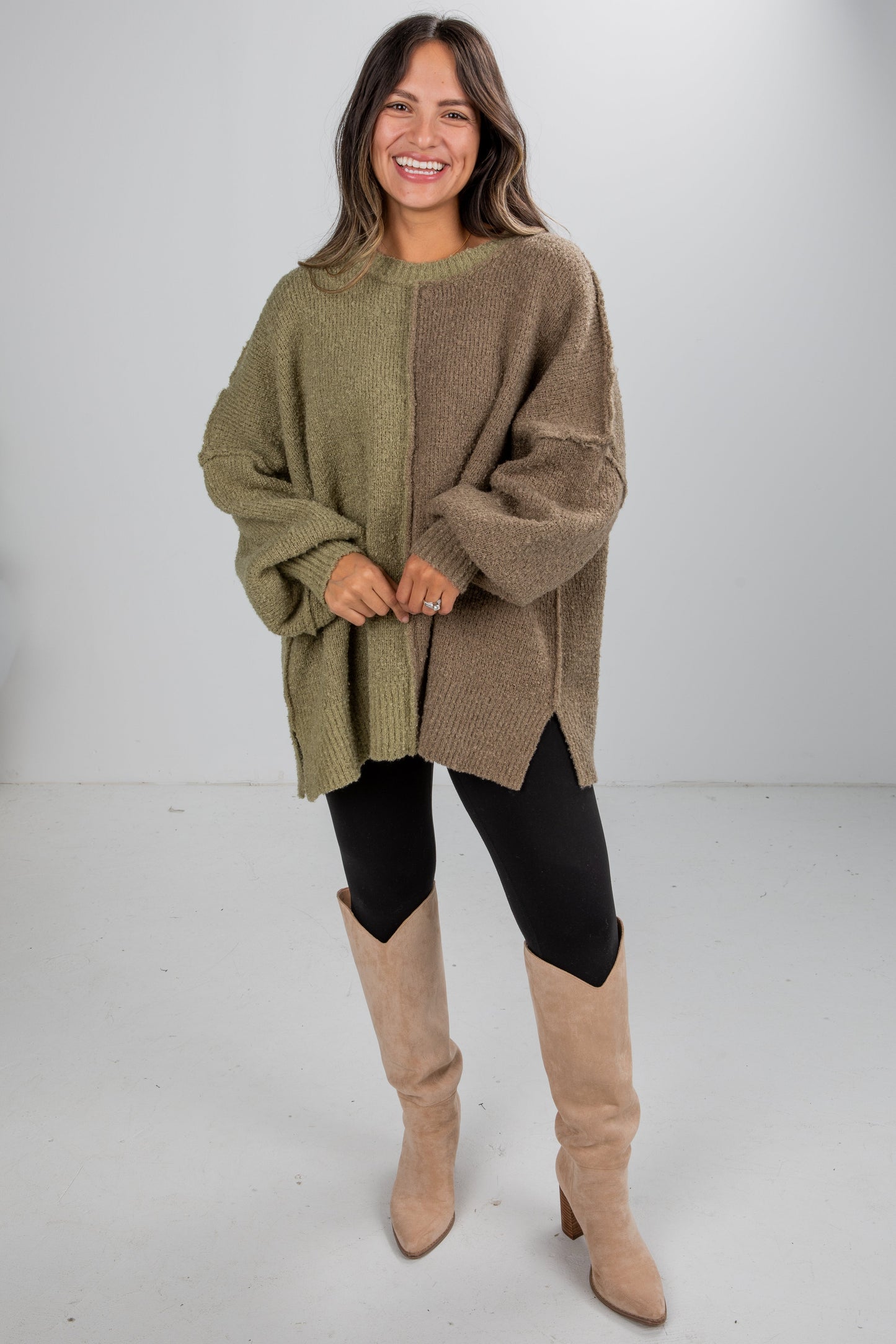 Convincingly Cozy Olive Oversized Sweater