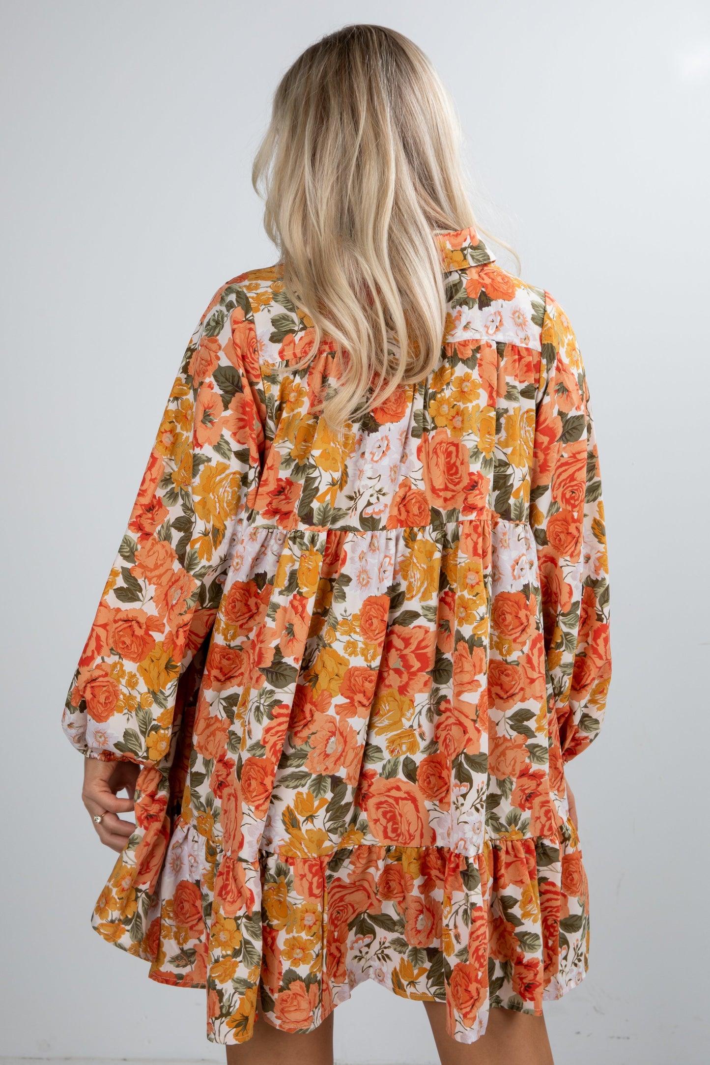 Out Of The Garden Orange Floral Mini Dress