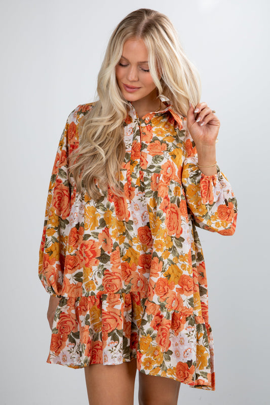 orange floral dress