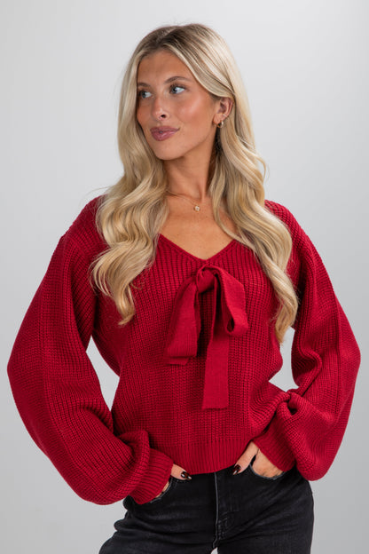Cozy Sweetness Bow Sweater - DU DEAL
