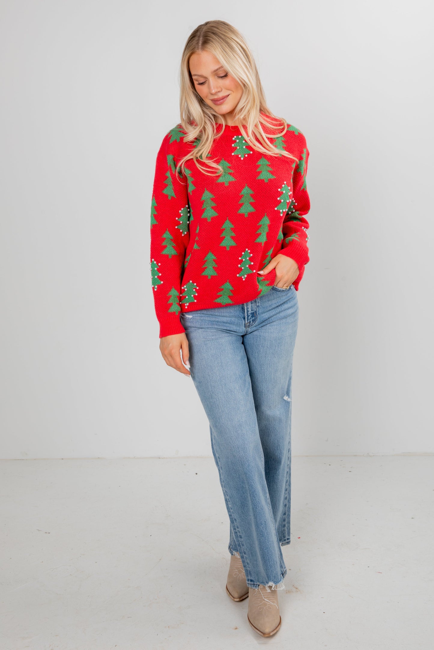 I'll Be Home Christmas Tree Sweater - DOORBUSTER