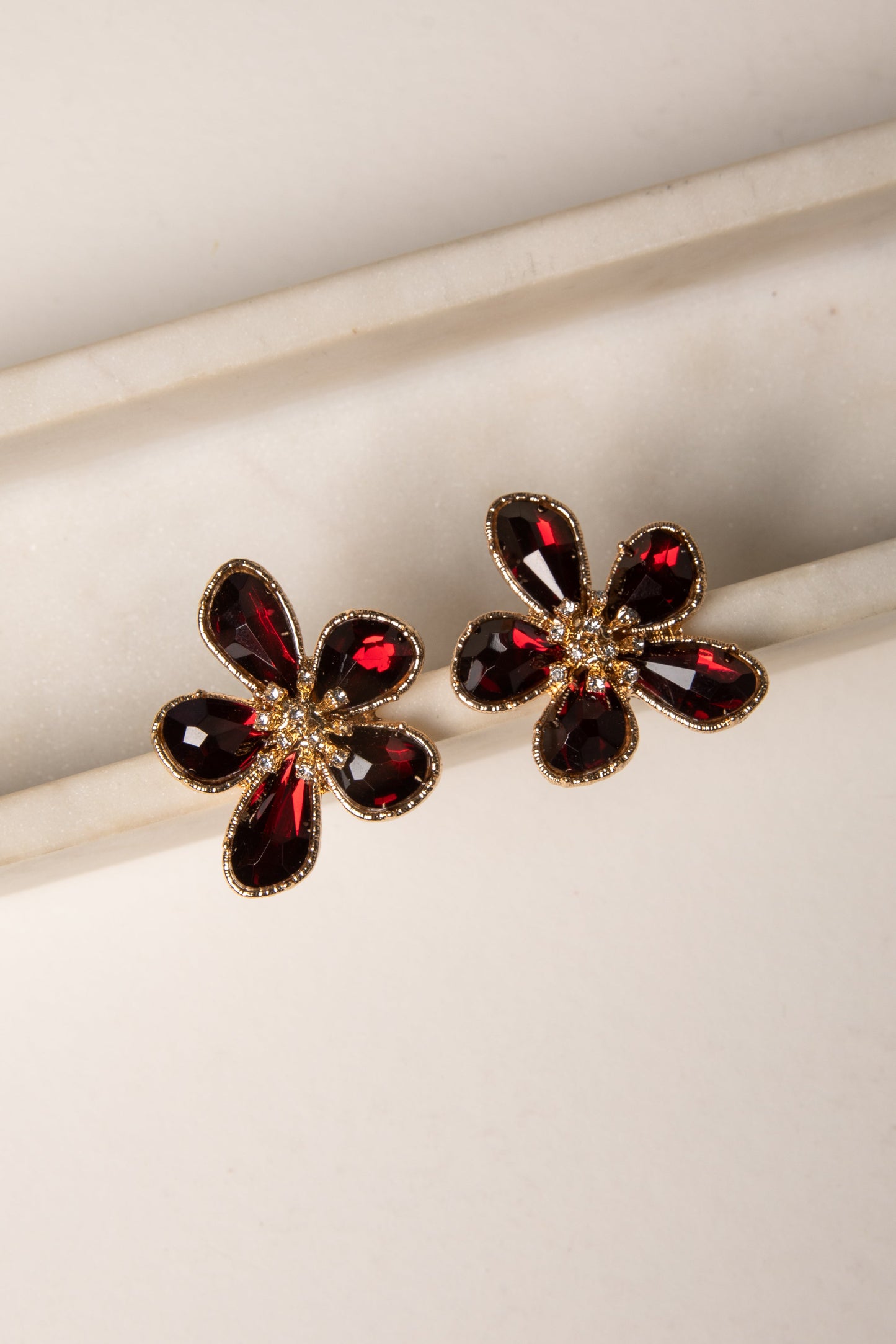 Hannah Red Flower Statement Earrings