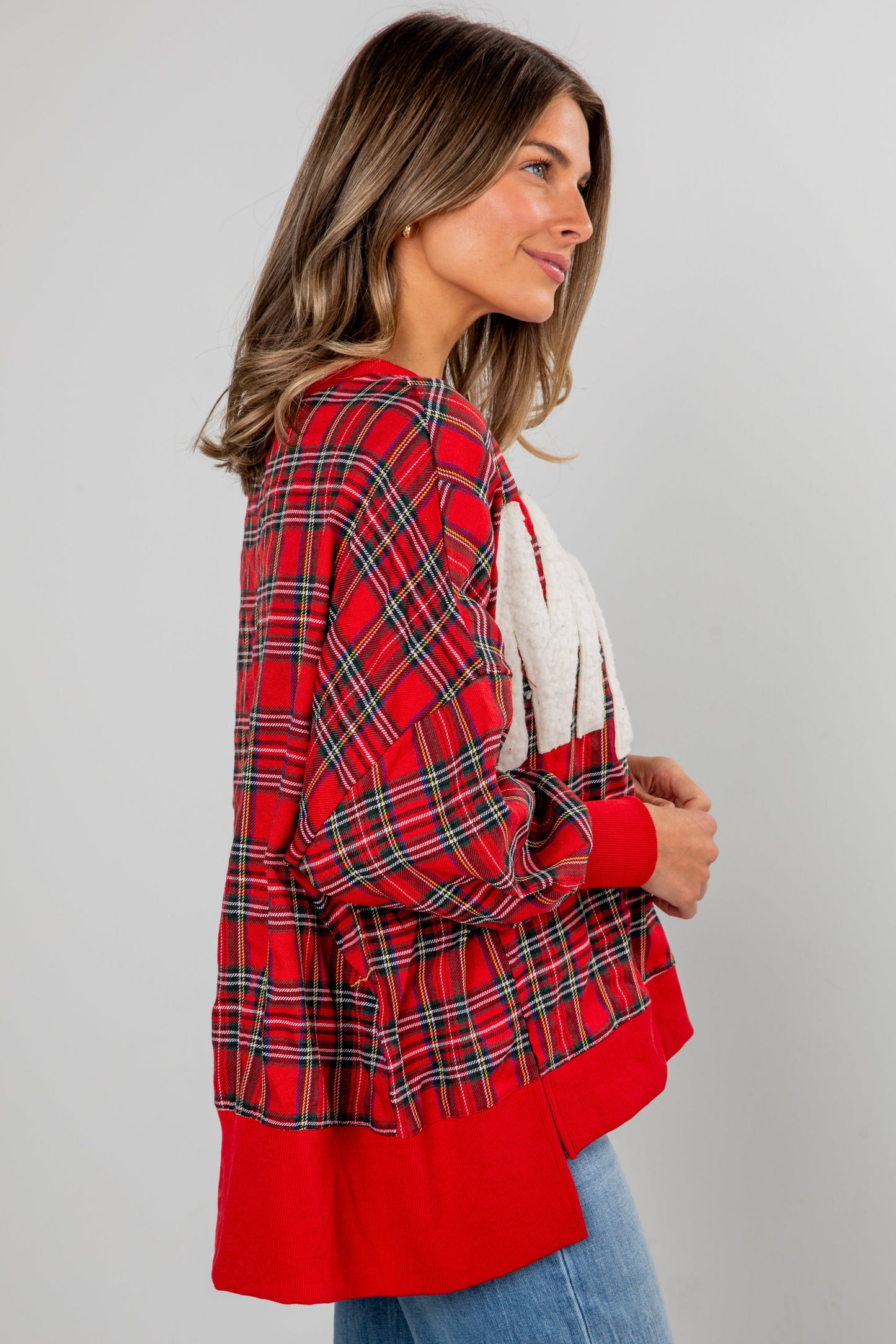 Red Plaid Merry Pullover