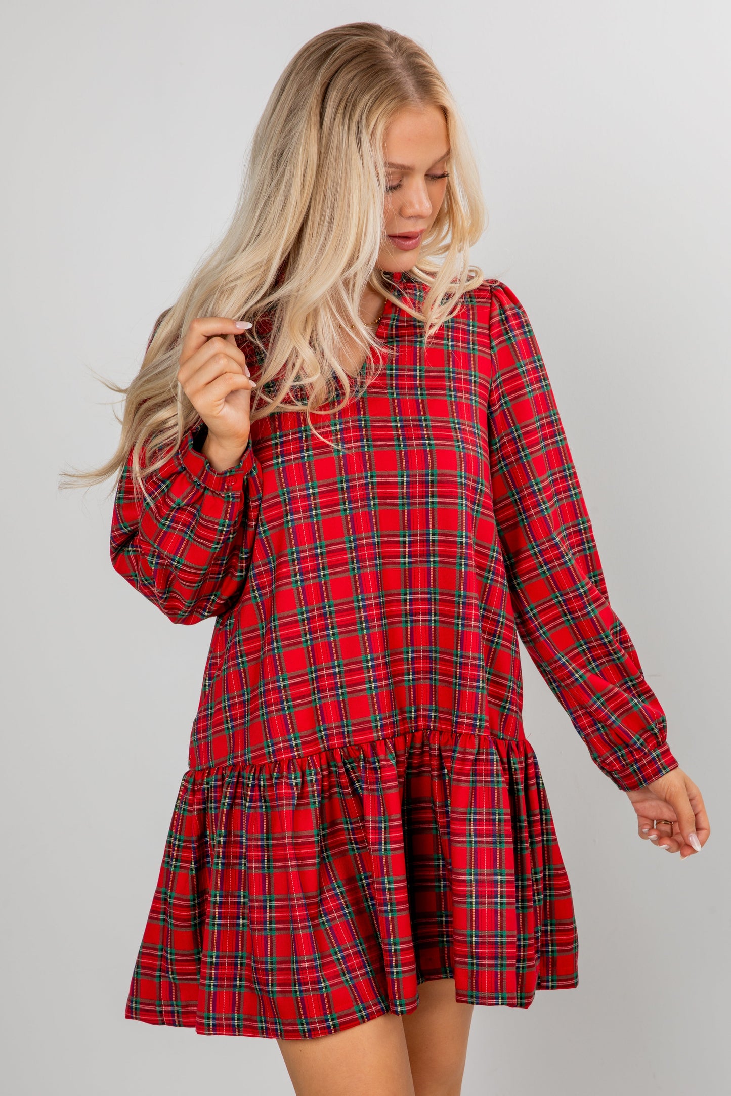 Tis The Season Red Plaid Mini Dress