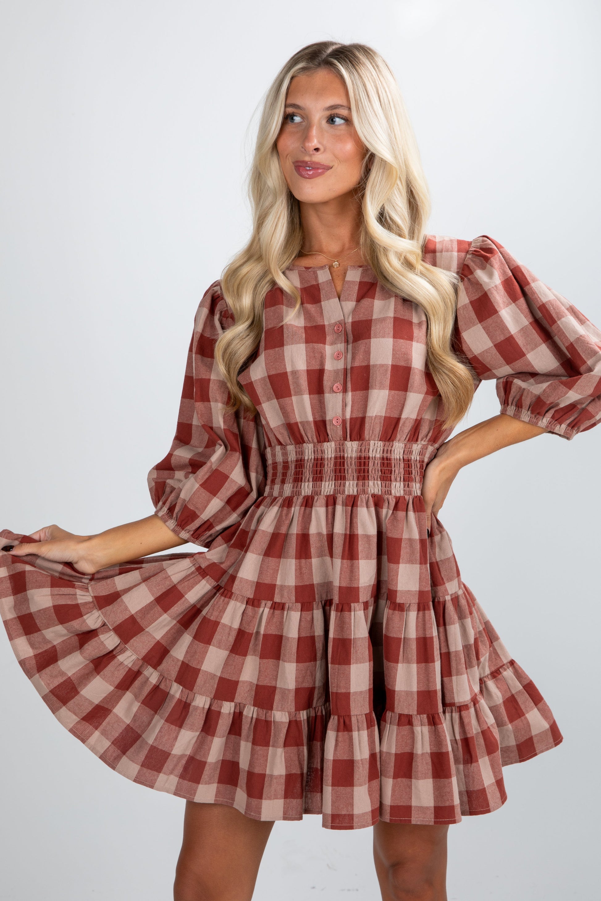 red plaid dress