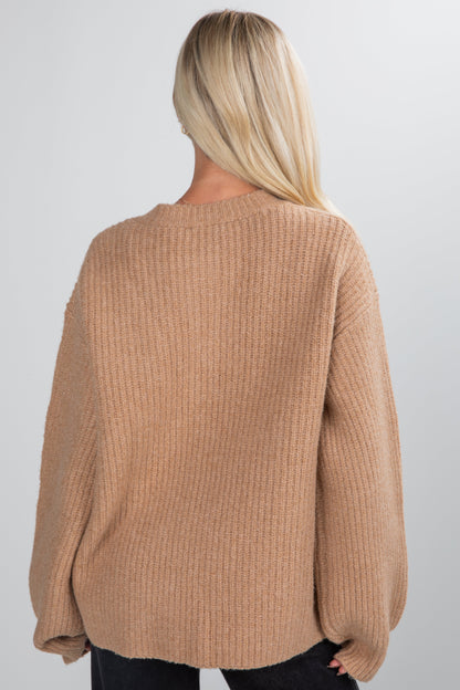 Cuddly Delight Taupe Sweater Cardigan