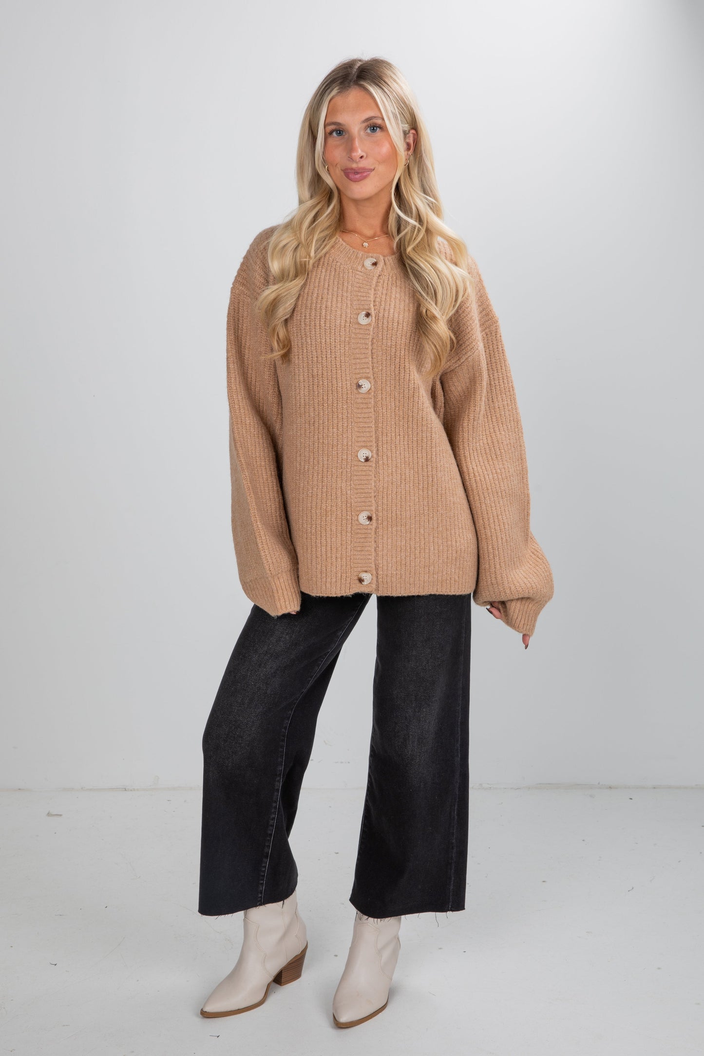 Cuddly Delight Taupe Sweater Cardigan