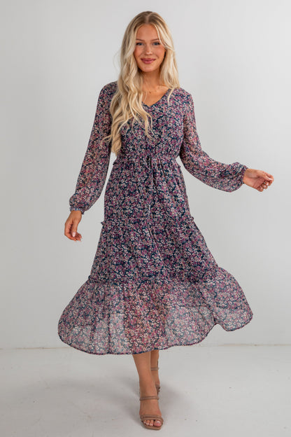 Giving You My Heart Teal Floral Midi Dress