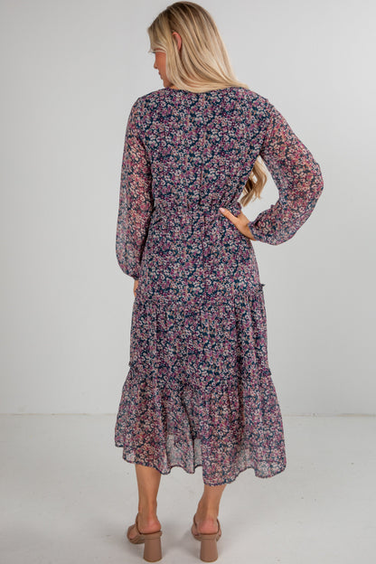 Giving You My Heart Teal Floral Midi Dress