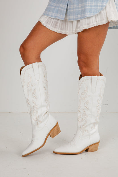 Let It Be Known White Western Boots